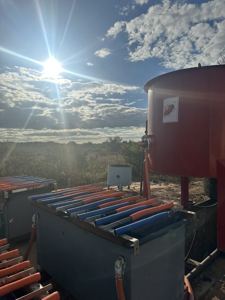 Leaching tank and electrowinning cells at the Tennant Africa processing plant